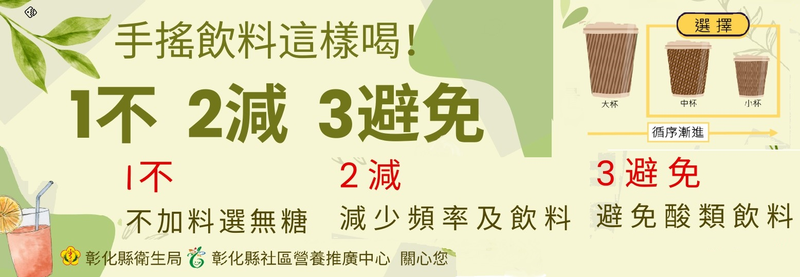 呼籲民眾在選擇手搖飲料時，遵循「1不2減3避免」的口訣，以降低糖分攝取，改變習慣讓健康加分。